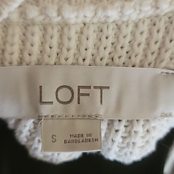 Loft Shimmer Red and Cream Stripe Stitchy Halter Sweater Sz Small - Picture 8 of 9